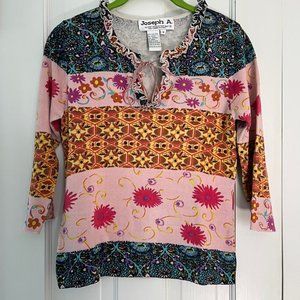 Joseph A. Knit top with suede ties